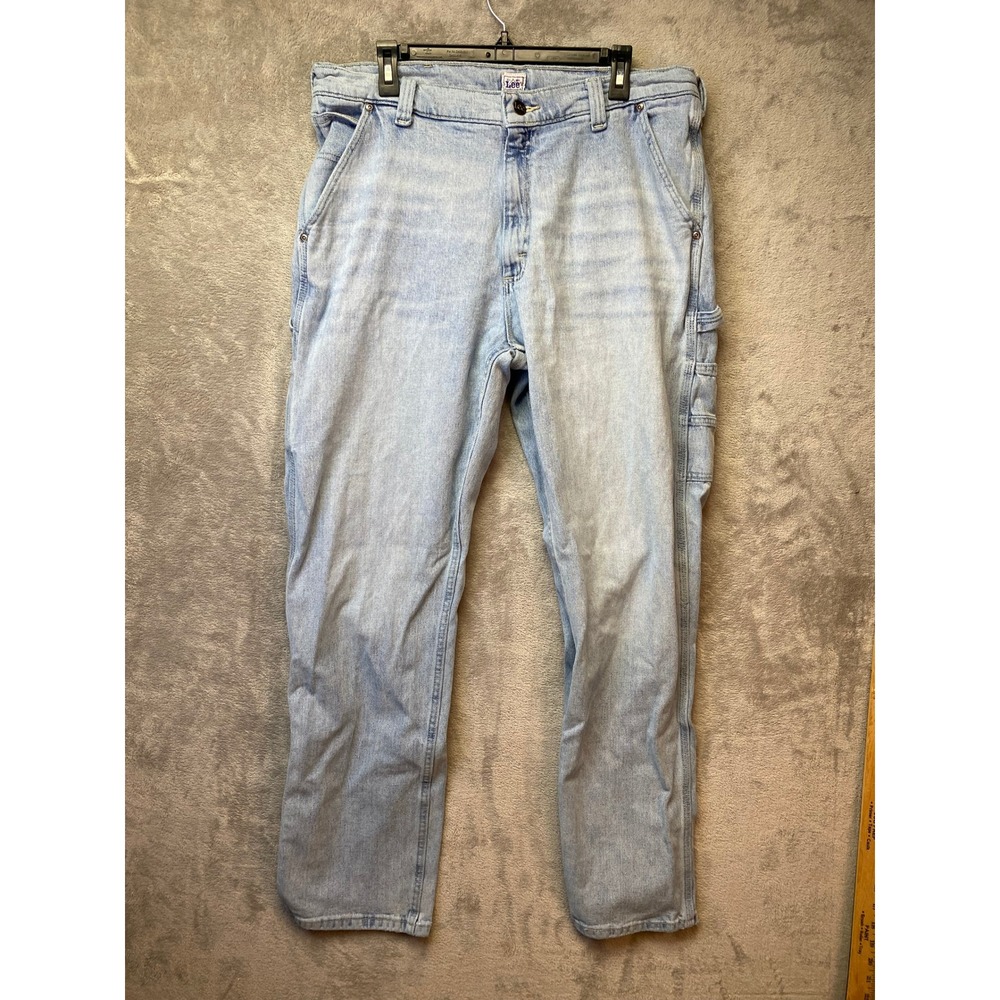 Lee Workwear Mens Carpenter Jeans Light Wash Denim Utility Pants 38x32